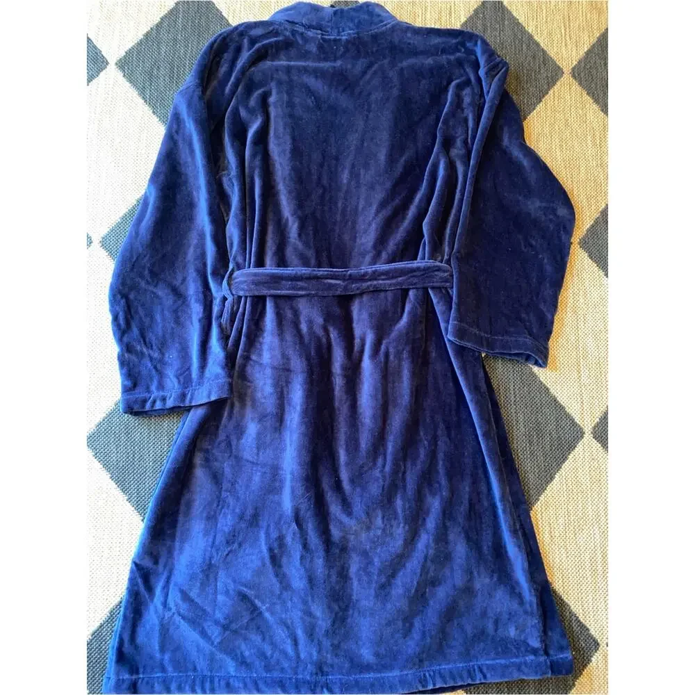 Polo Ralph Lauren Navy Terry Robe w Large Red Polo Pony Embroidery Size Mens S